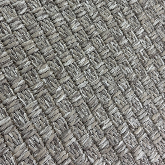 Preview: Teppich Taupe Flechtoptik Strapazierfähig Für Balkon Terrasse