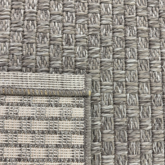 Teppich Taupe Flechtoptik Strapazierfähig Für Balkon Terrasse