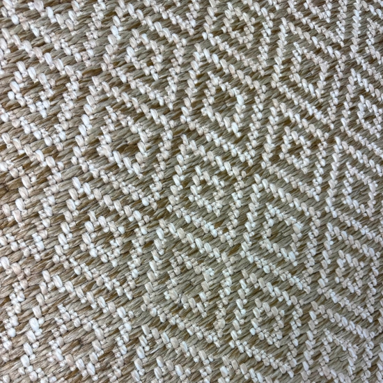 In- & Outdoorteppich Terrasse wetterfest kurzflor im Rautenmuster in beige
