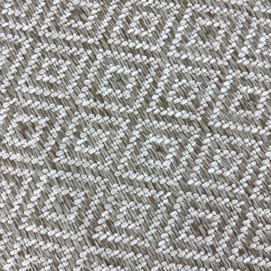 In- & Outdoorteppich Terrasse wetterfest kurzflor im Rautenmuster in beige