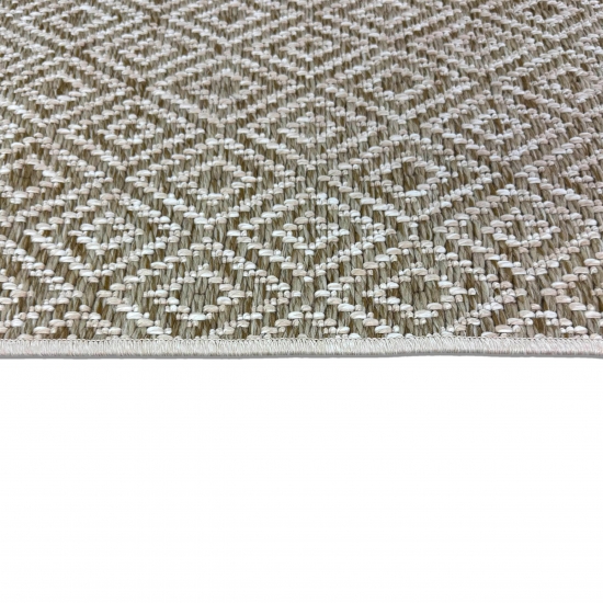 In- & Outdoorteppich Terrasse wetterfest kurzflor im Rautenmuster in beige