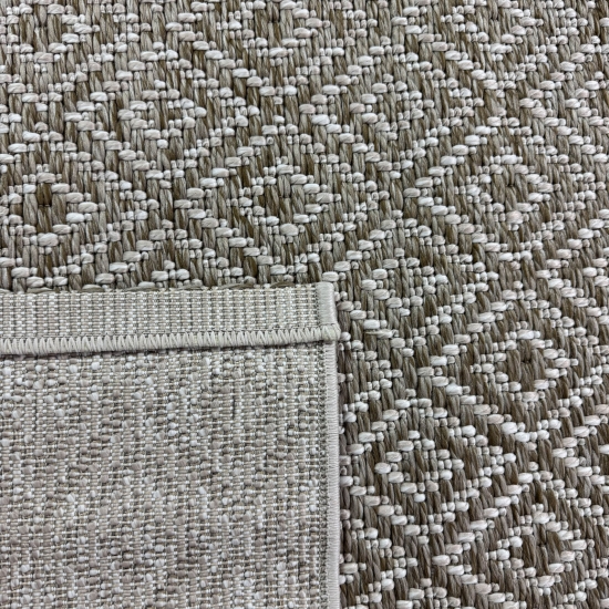 In- & Outdoorteppich Terrasse wetterfest kurzflor im Rautenmuster in beige