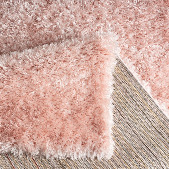 Flauschiger Hochflorteppich für das Wohnzimmer | rosa