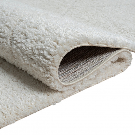 Teppich Rautenoptik Creme Wohnzimmer Hochflor weich pflegeleicht