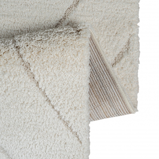 Natürliche Eleganz: 3D-Teppich mit skandinavischem Flair – Weiß, Creme-beige