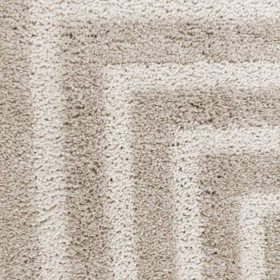 Flauschiger Hochflor-Teppich in Modern & Gemütlich in Beige