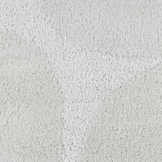 Moderner Hochflor Teppich mit organischem Muster in Creme