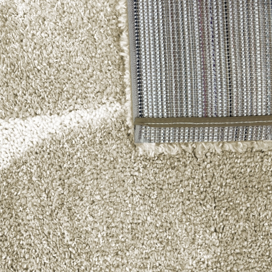 Moderner Hochflor Teppich Creme Akzente Weich pflegeleicht in organischem Muster Creme Beige