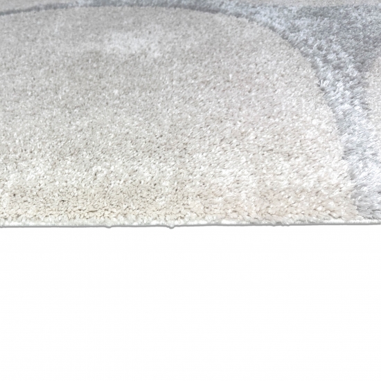 Moderner Hochflor Teppich mit elegantem Muster in Beige Grau