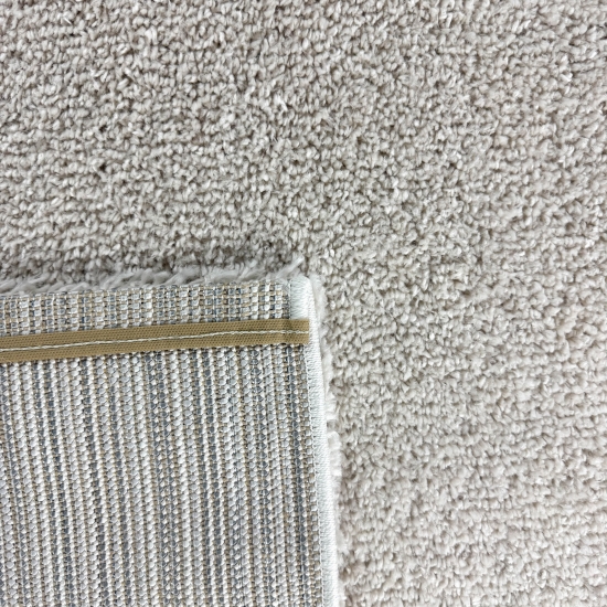Moderner Hochflor Teppich mit elegantem Muster in Beige Grau