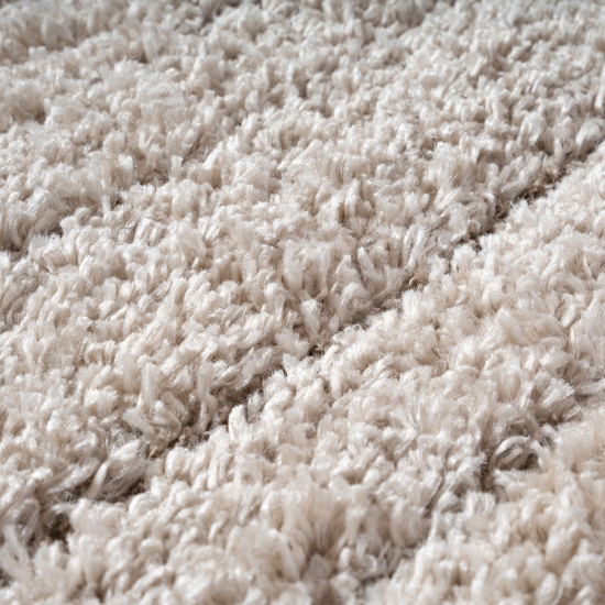 Teppich Beige mit Linienmuster weich pflegeleicht fürs Wohnzimmer