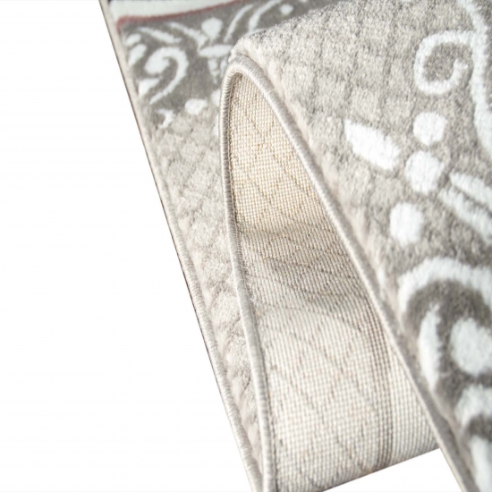 Preview: Teppich Kreisornamente Pink Lila Grau Creme – klassisch & wohnlich