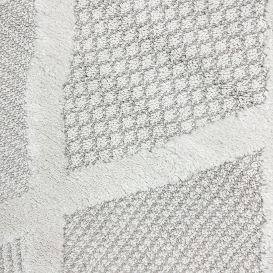 Wohnzimmer Schlafzimmer Teppich mit verschieden gemusterten Rauten in creme grau