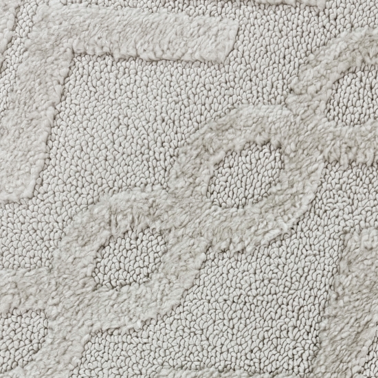 Wohnzimmerteppich Boho Style gemustert mit Rauten und Kreisen in Beige