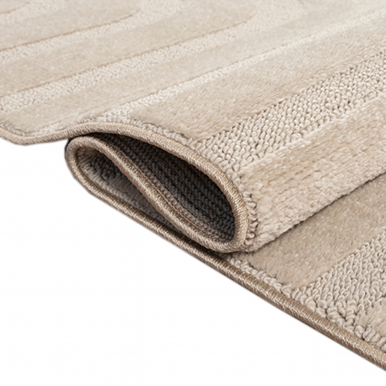 Wohnzimmer-/Schlafzimmerteppich mit Linienmuster in beige, leicht schimmernd