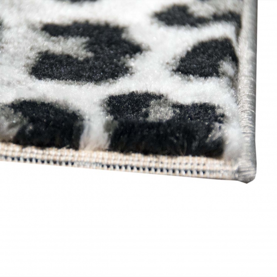 Preview: Moderner Teppich Leopardenmuster Grau Schwarz Creme fürs Zuhause
