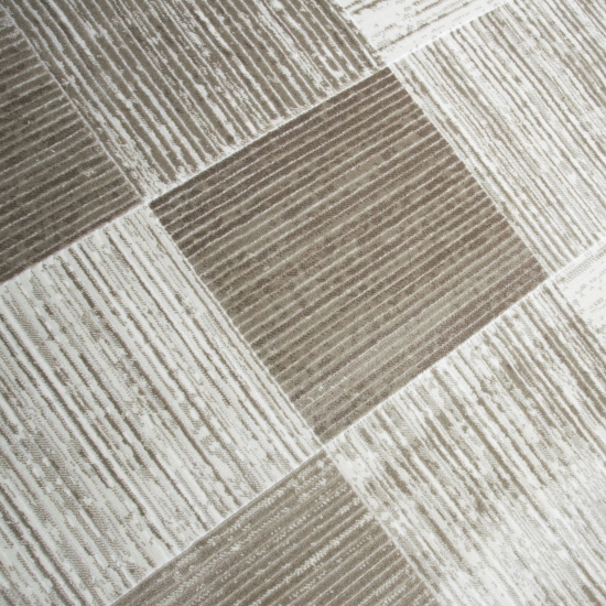 Moderner Kurzflorteppich mit Karomuster Beige Creme Moderner Kurzflorteppich mit Karomuster Beige Creme