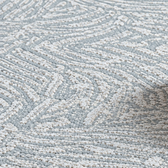 Preview: Teppich Creme mit abstraktem Linienmuster, Fransen und modernem Design