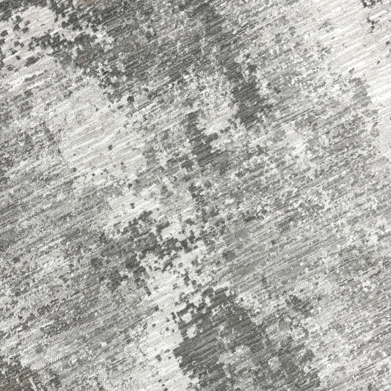 Teppich Grau Creme mit abstrakter Struktur, Fransen und modernem Design