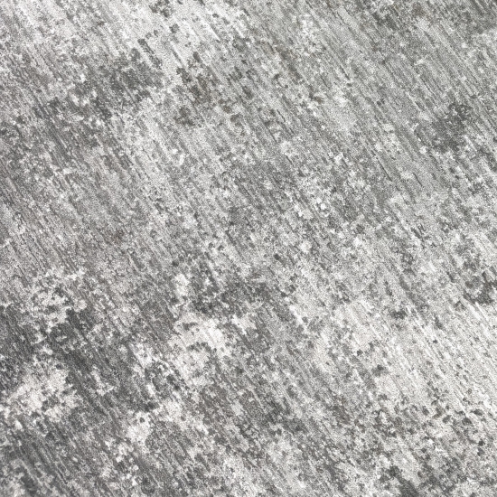 Teppich Grau Creme mit abstrakter Struktur, Fransen und modernem Design