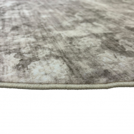 Teppich Beige moderne Ornamentoptik flache Flanelloberfläche