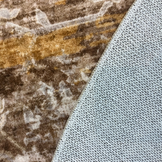 Preview: Brauner Teppich Modern mit floralem Vintage-Muster