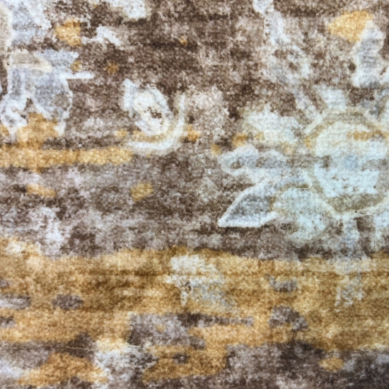 Brauner Teppich Modern mit floralem Vintage-Muster