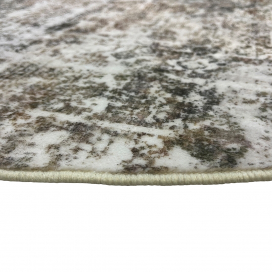 Beiger Teppich mit Vintage-Medaillon und floralen Details für Wohnräume