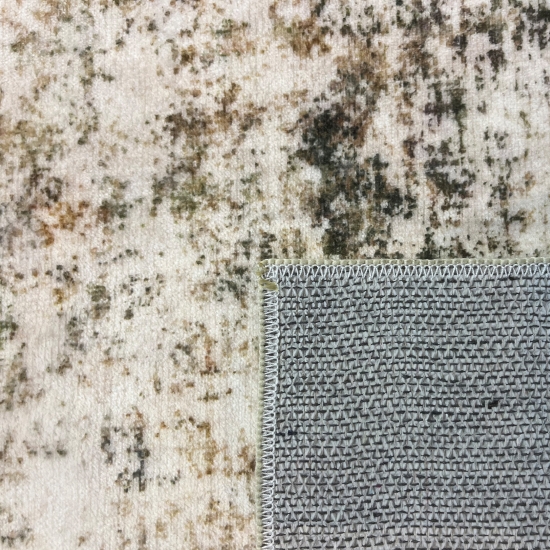 Beiger Teppich mit Vintage-Medaillon und floralen Details für Wohnräume