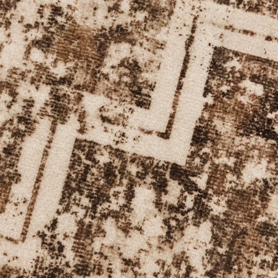 Preview: Teppich Braun Vintage-Design Flanelloberfläche mit Ornamentmuster