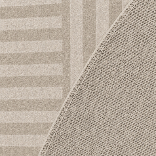 Preview: Moderner Teppich Beige abstraktes Liniendesign bedruckte Flanelloberfläche