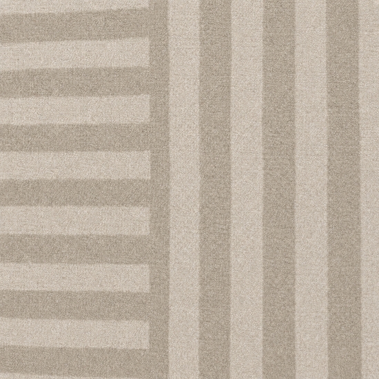 Moderner Teppich Beige abstraktes Liniendesign bedruckte Flanelloberfläche