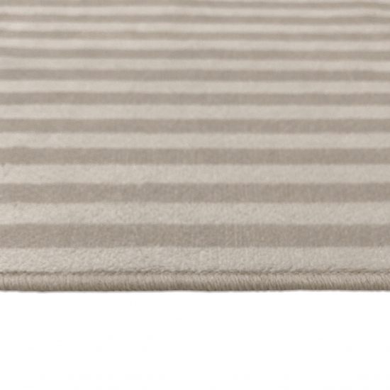 Moderner Teppich Beige abstraktes Liniendesign bedruckte Flanelloberfläche