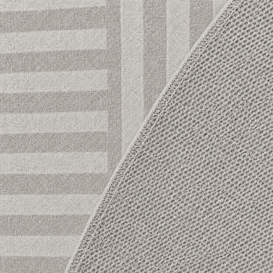 Preview: Teppich Grau grafisches Linienmuster flache Flanelloberfläche