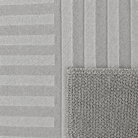 Teppich Grau grafisches Linienmuster flache Flanelloberfläche