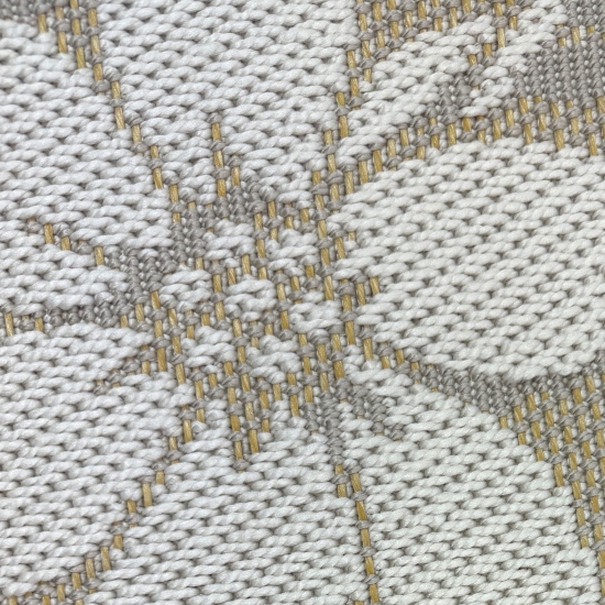 Preview: Teppich Beige Creme mit großem Blumenmuster in feiner Sisal-Optik