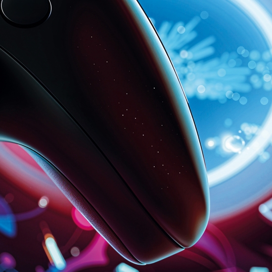 Preview: Gaming-Teppich mit lebendigen neon-farbigen Symbolen und schwebendem Controller