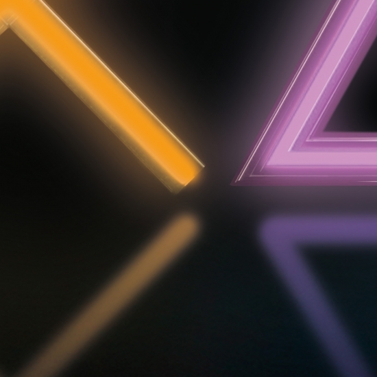 Gamingteppich rutschfest im speziellen Geometrischen Muster Neonfarben