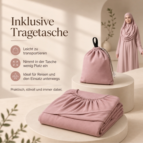 Gebetsset Rosa mit langem Gebetskleid Teppich und Perlenkette