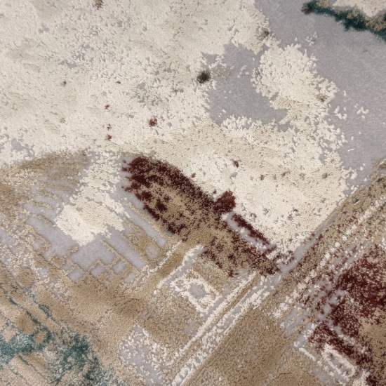 Preview: Gebetsteppich mit Moschee-Motiv in sanften Creme- und Beigetönen