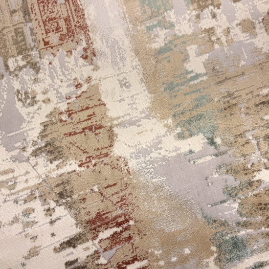 Preview: Gebetsteppich mit Moschee-Tor Motiv in hellen Creme- und Naturtönen