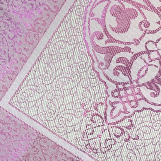 Preview: Gebetsteppich aus Taftstoff mit Geschenkbox und Tesbih – leicht, elegant, lila 65 x 110 cm