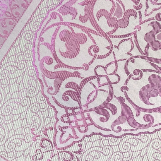 Preview: Gebetsteppich aus Taftstoff mit Geschenkbox und Tesbih – leicht, elegant, lila 65 x 110 cm