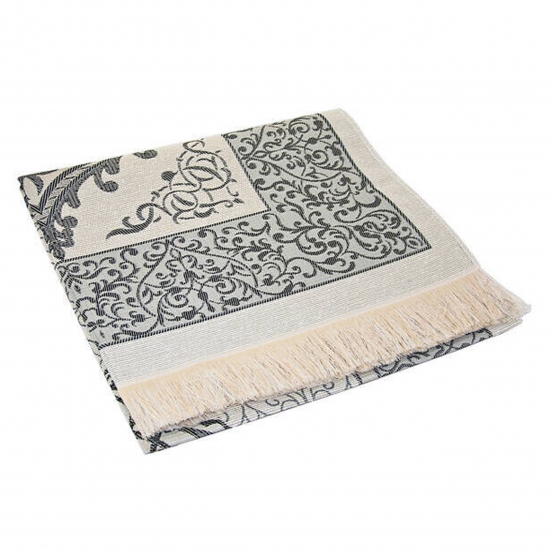 Preview: Gebetsteppich Taftstoff Grau mit Geschenkbox und Gebetskette – dezent & stilvoll 65 x 110 cm