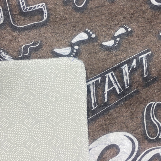 Küchenläufer Teppich beige waschbar mit „Coffee“ Schriftzug in weiß