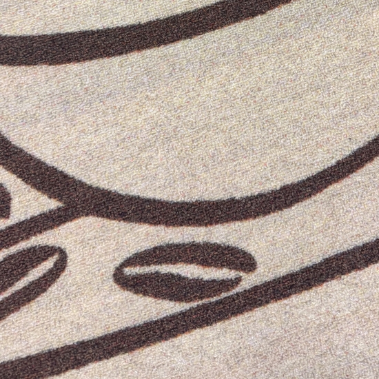 Preview: Küchenläufer mit Tassen- und Herzmotiv, pflegeleicht in Beige