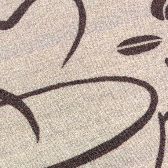 Preview: Küchenläufer mit Tassen- und Herzmotiv, pflegeleicht in Beige