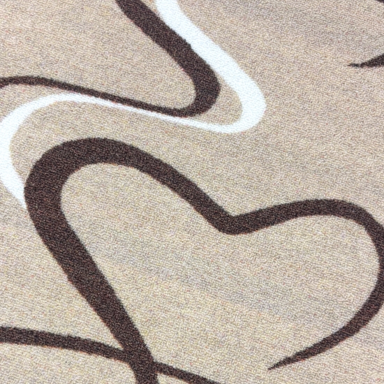 Küchenläufer mit Tassen- und Herzmotiv, pflegeleicht in Beige