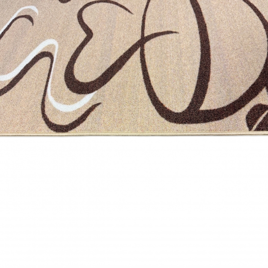 Küchenläufer mit Tassen- und Herzmotiv, pflegeleicht in Beige