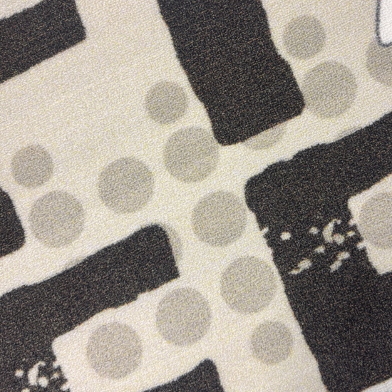 Preview: Küchenläufer Beige mit Coffee-Schriftzug und Tassenmotiven für die Küche